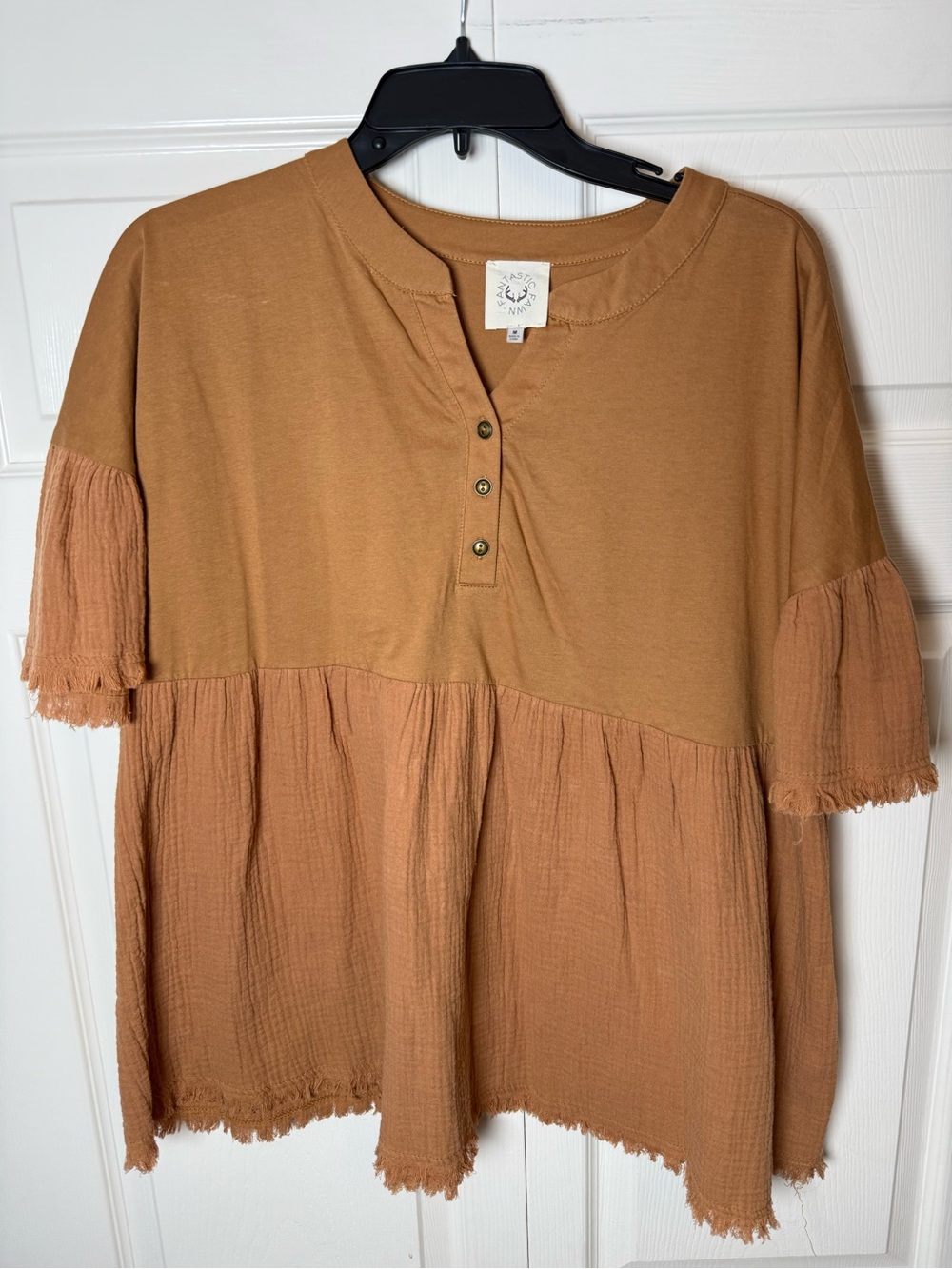 Fantastic‎ Fawn Distressed Babydoll Top